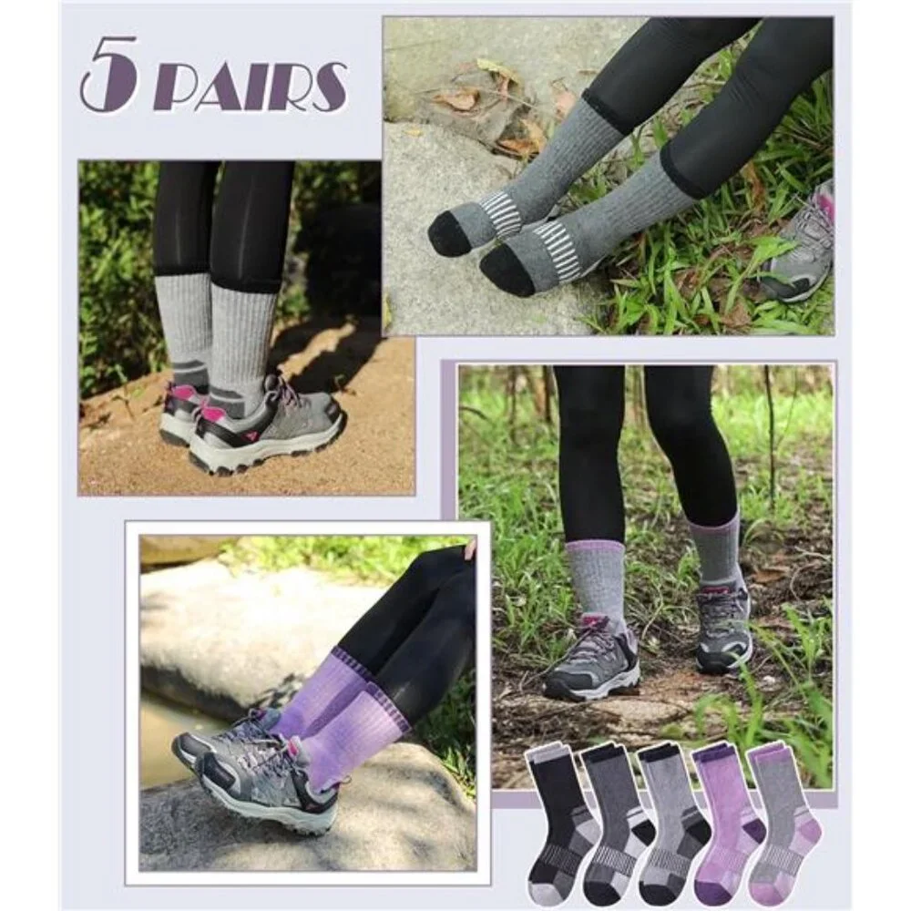 Womens Merino Wool Hiking Socks Thermal Warm Winter Boot Crew Socks Cushion